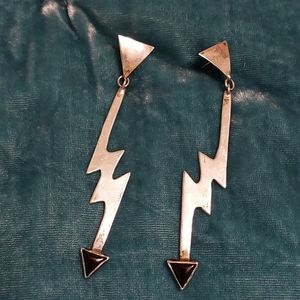 Sterling Silver Lightning Bolt Earrings